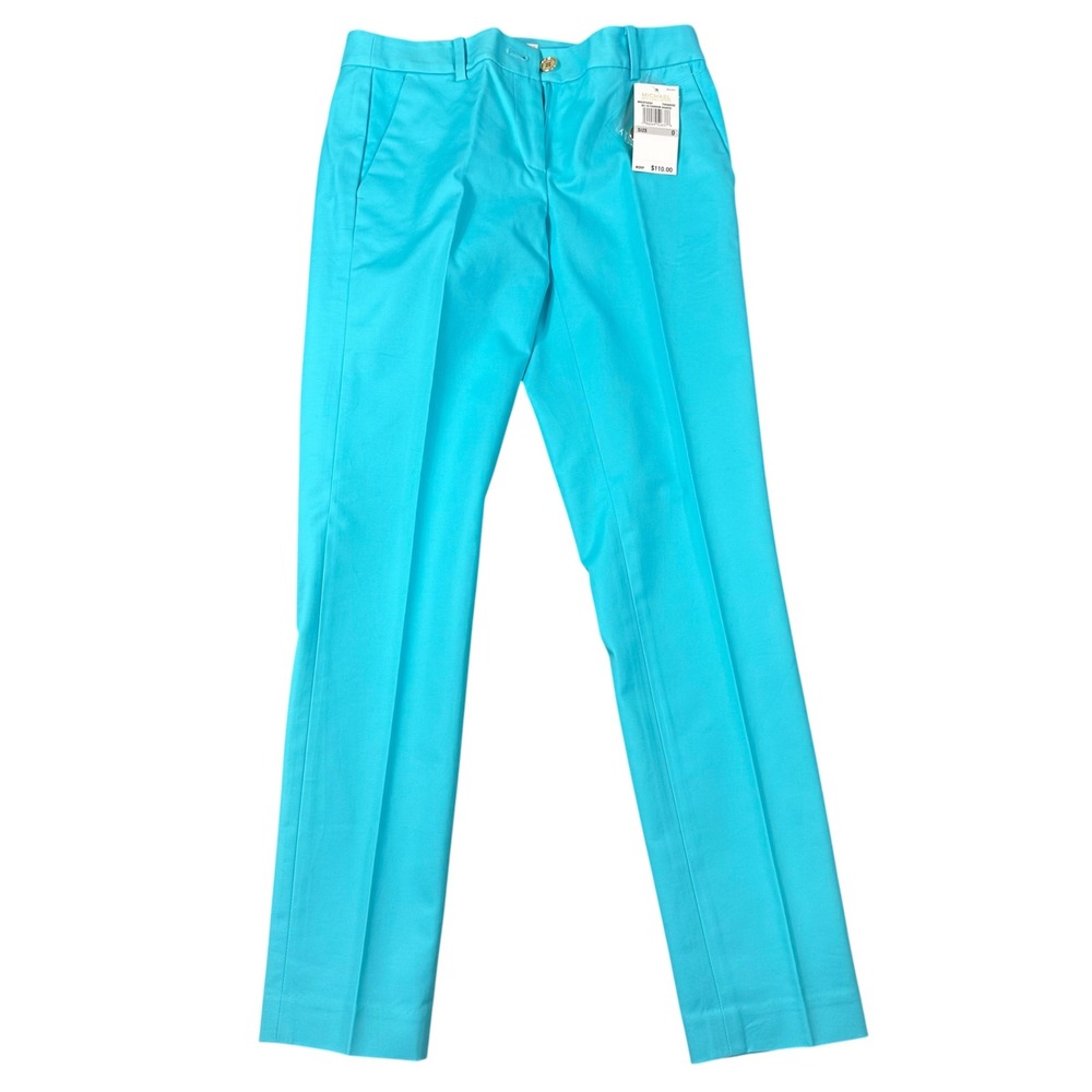 Michael Kors Womens Turquoise Straight Leg Fashion Basics Trousers Pants Size 0